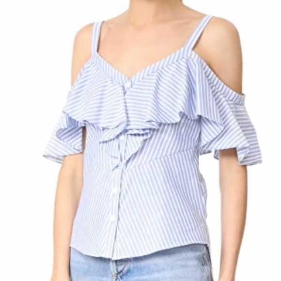 Veronica Beard off the shoulder striped blouse size 8 - Picture 1 of 4
